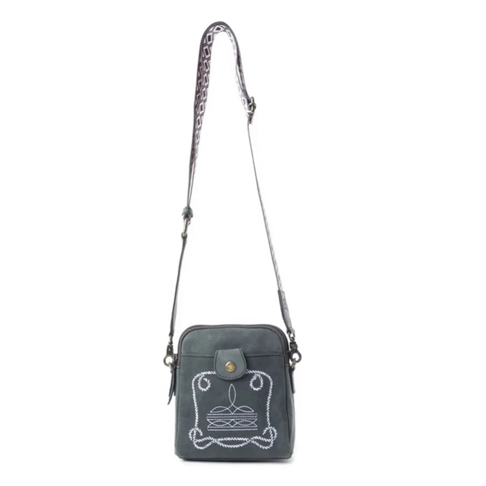 🚨LAST ONE🚨Myra Bag Starlight Rope Country Western Stitched Charcoal Crossbody